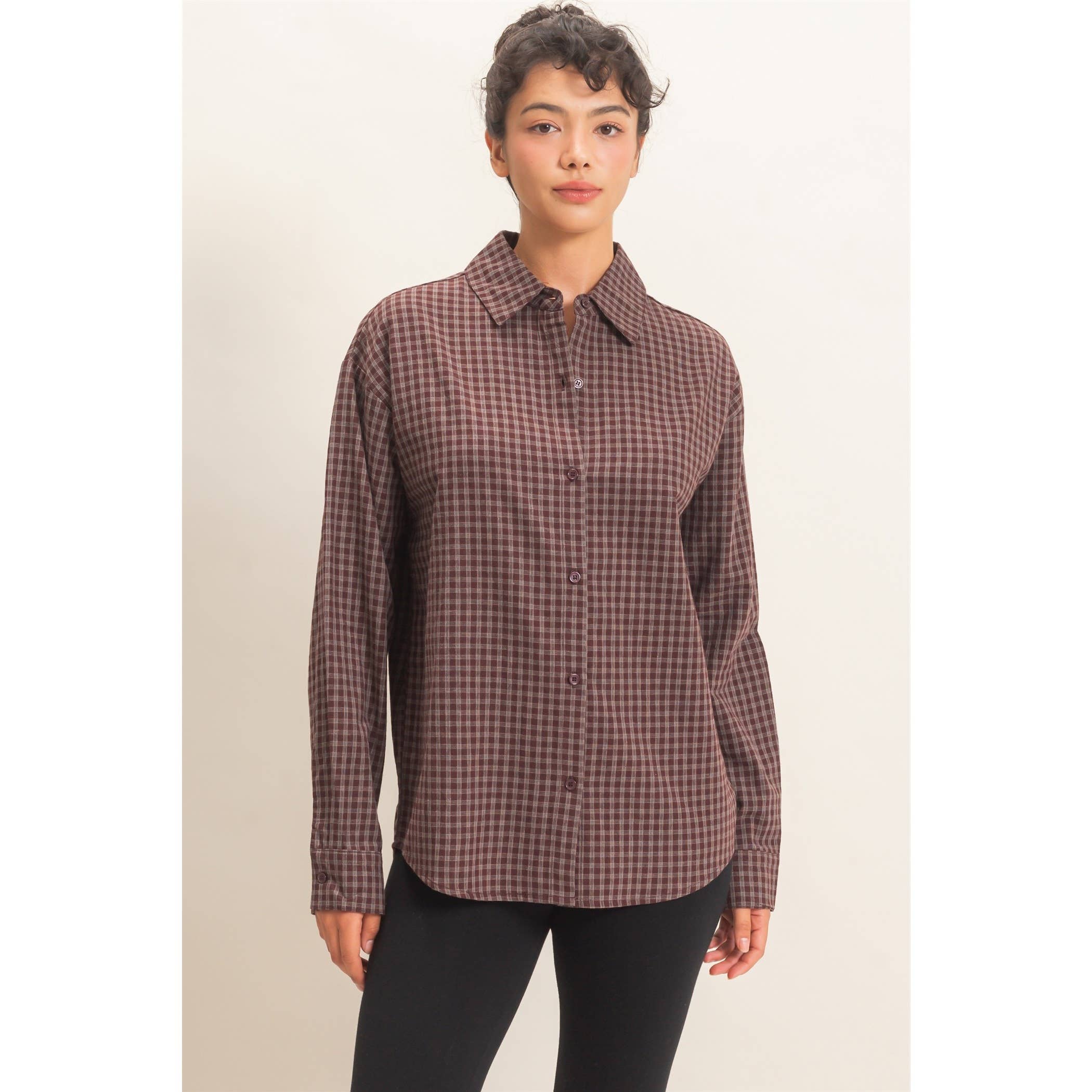 Plaid Button-Up Shirt