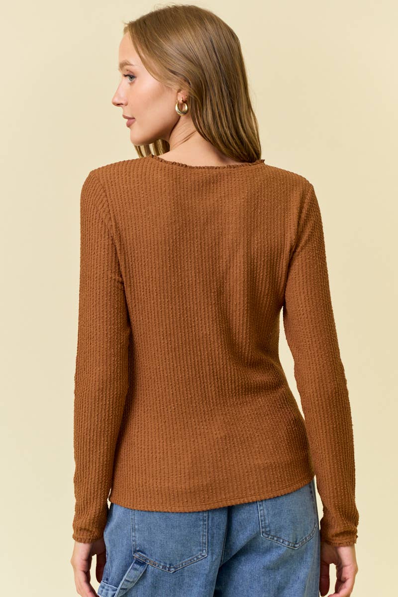Texture Lace Trimmed Top