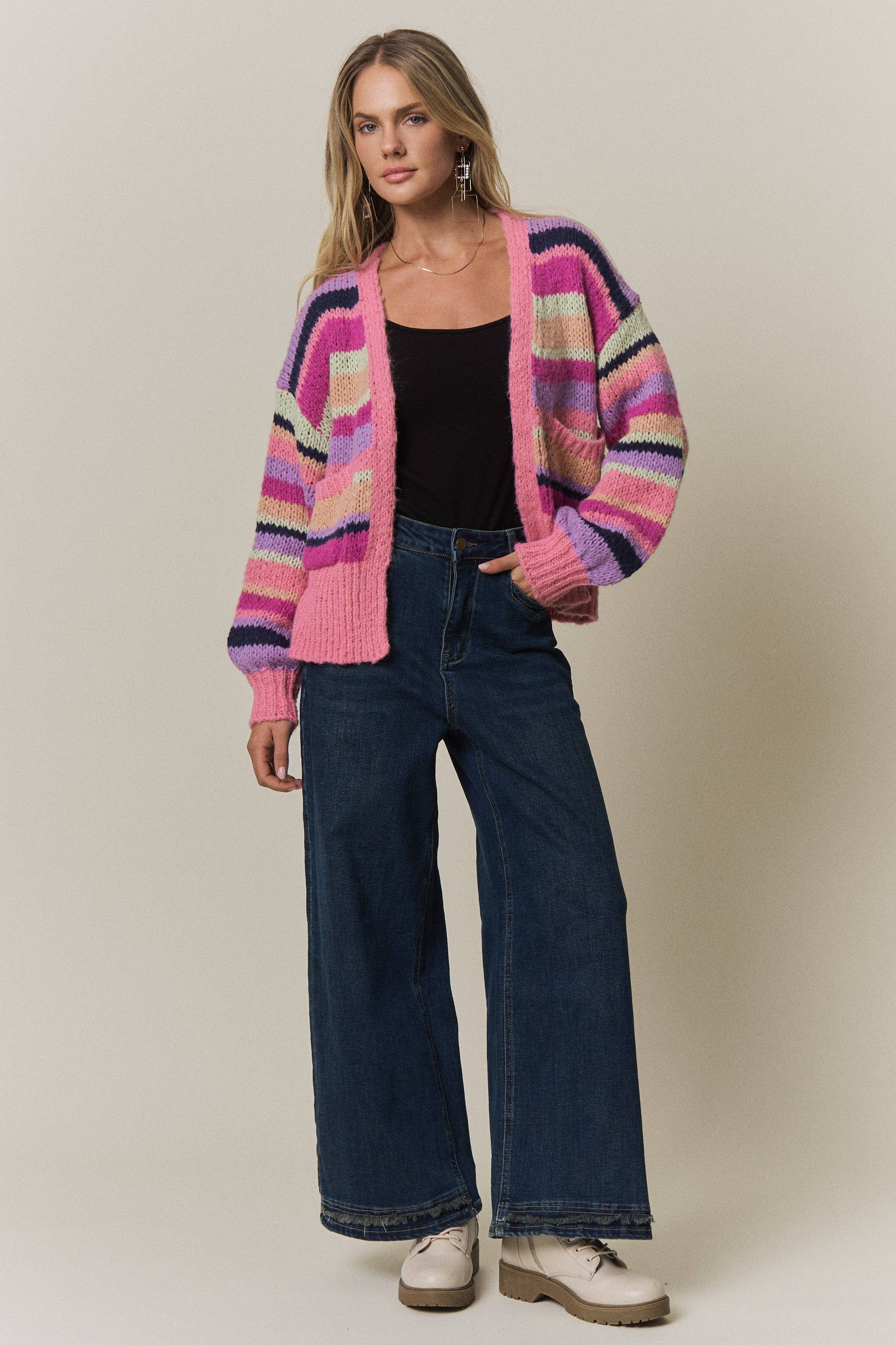Vibrant Striped Cardigan