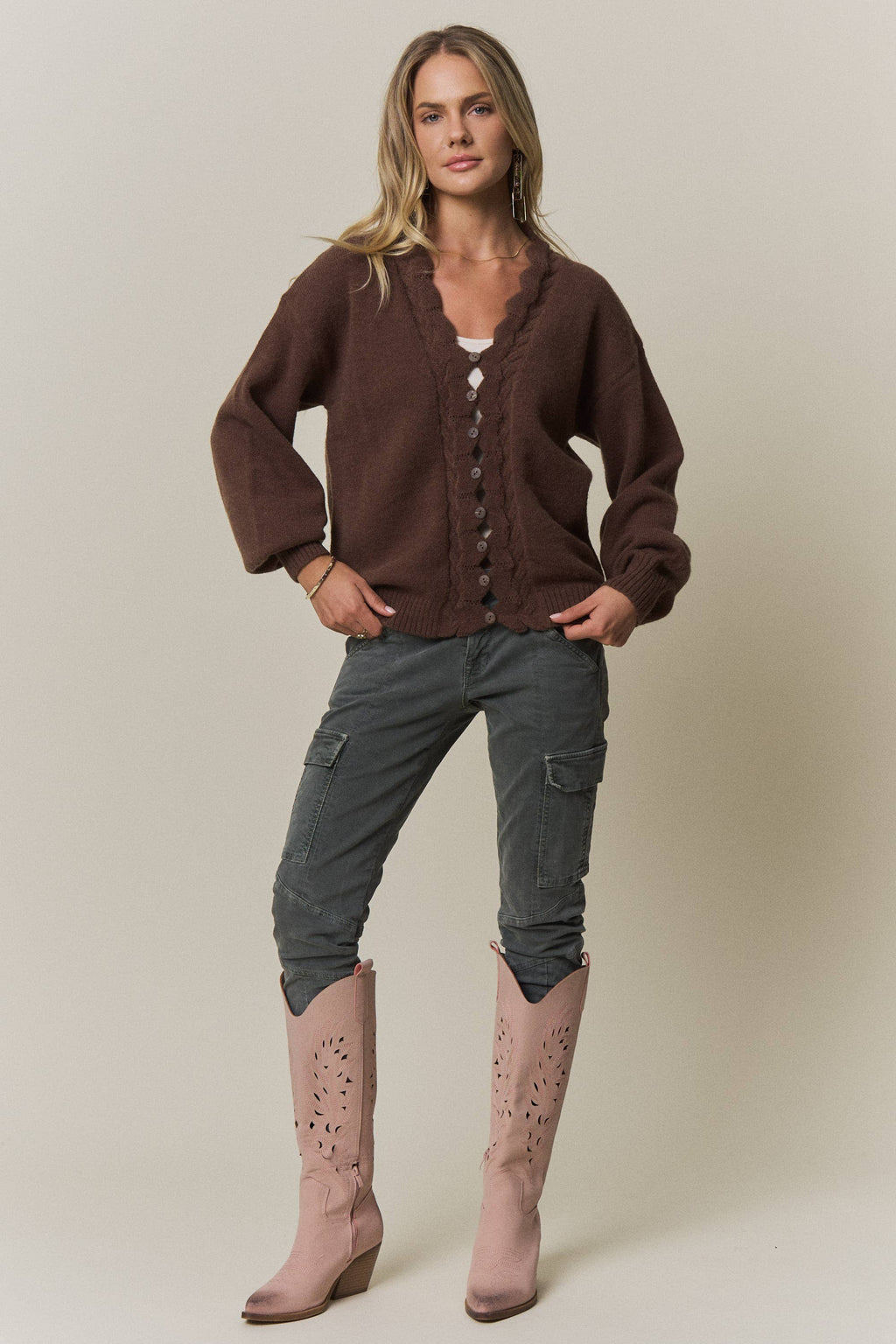 Scalloped Button Down Cardigan