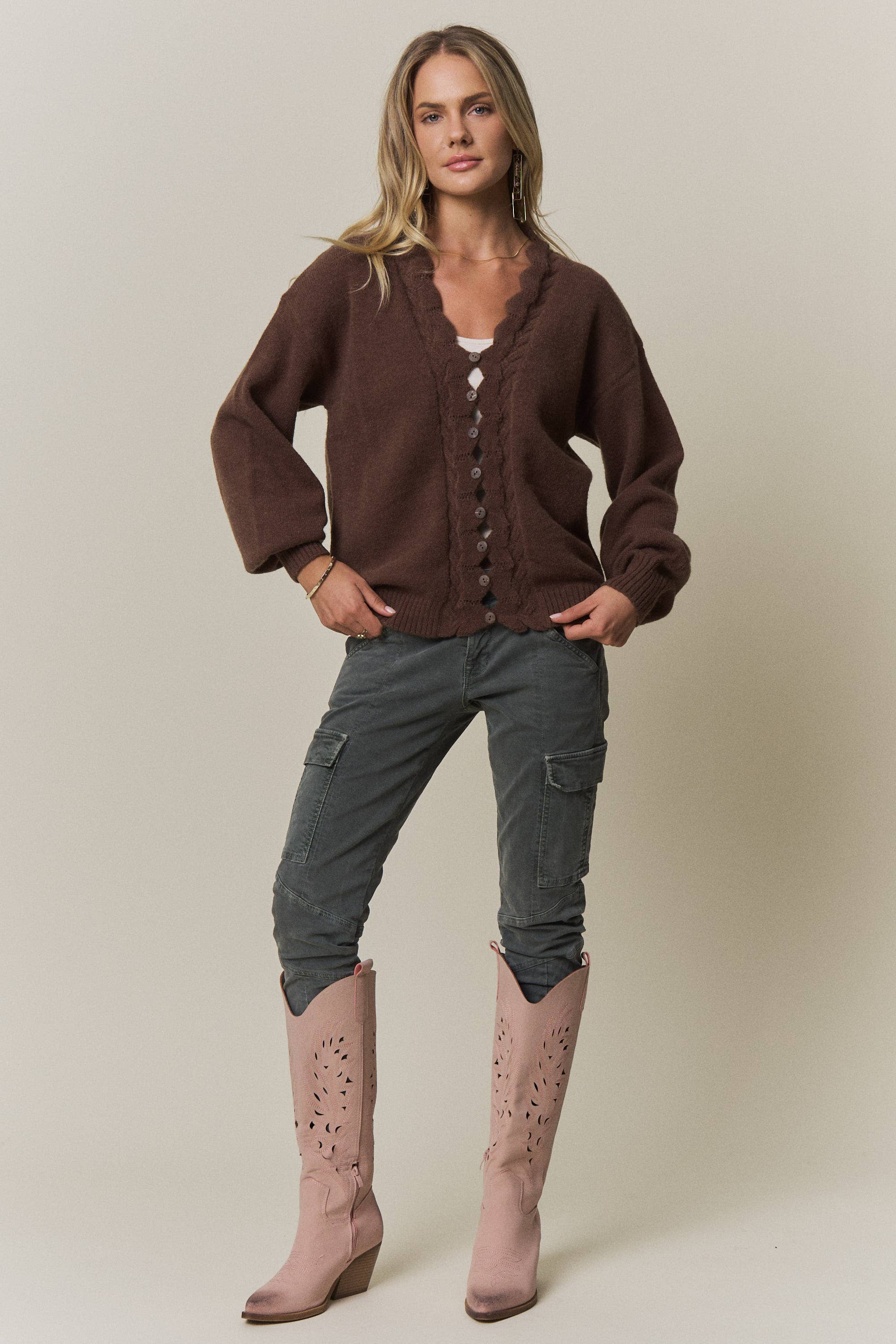 Scalloped Button Down Cardigan