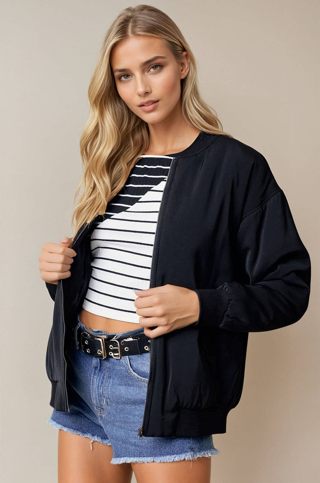 Drop Shoulder Bomber Jacket