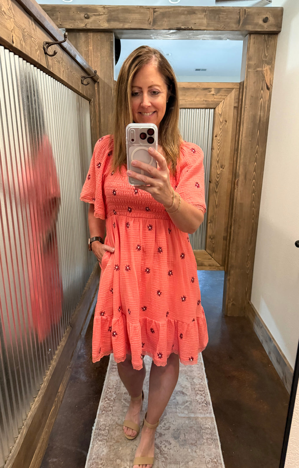 Gauze Floral Embroidered Dress