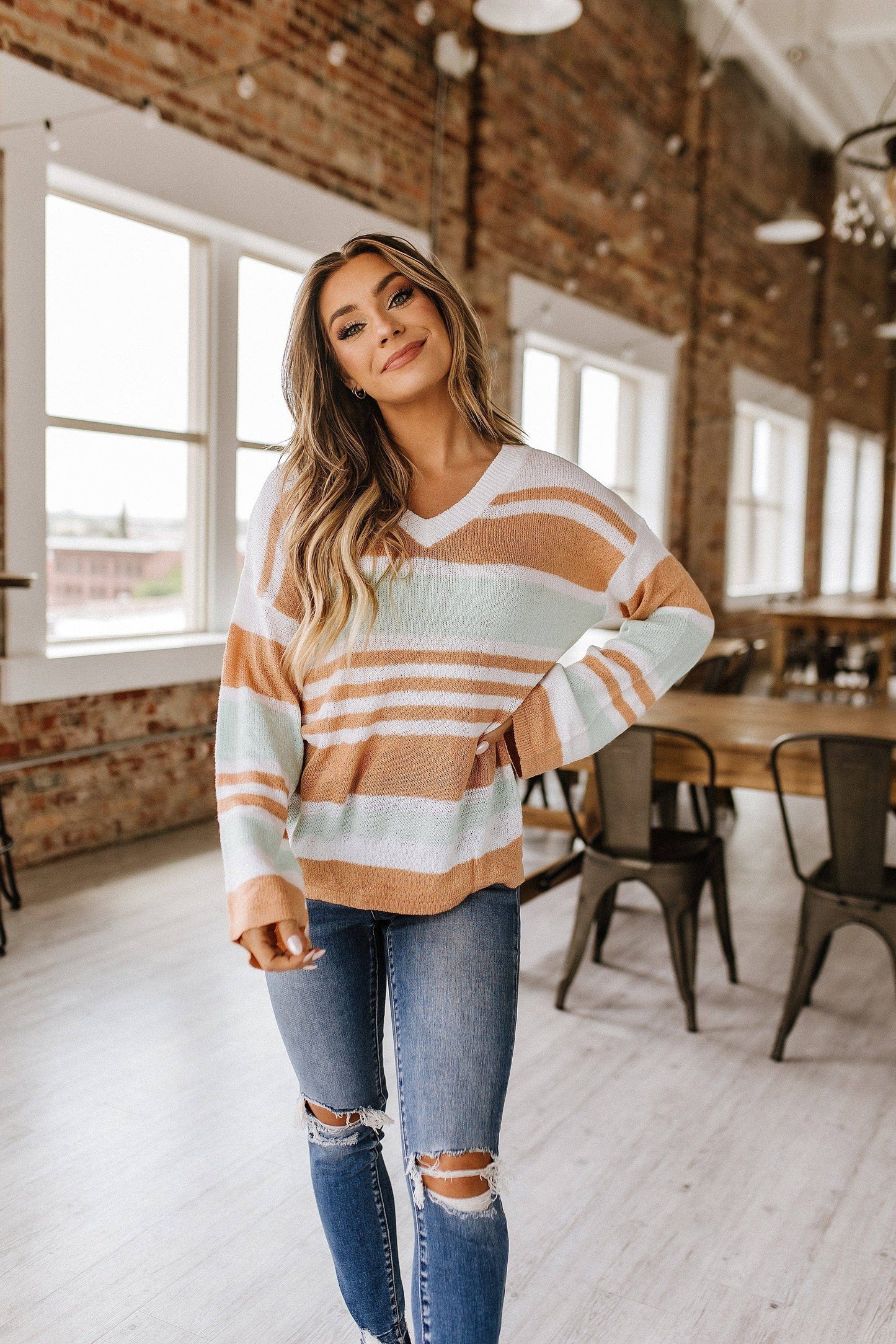 Samira Colorblock V-Neck Sweater