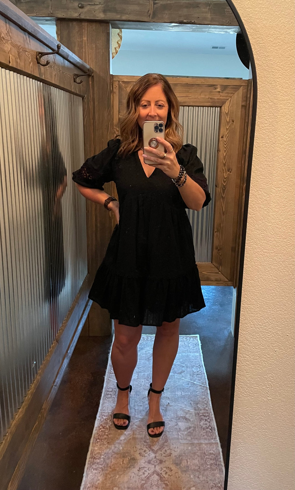 V-Neck Dress with Crochet Sleeve