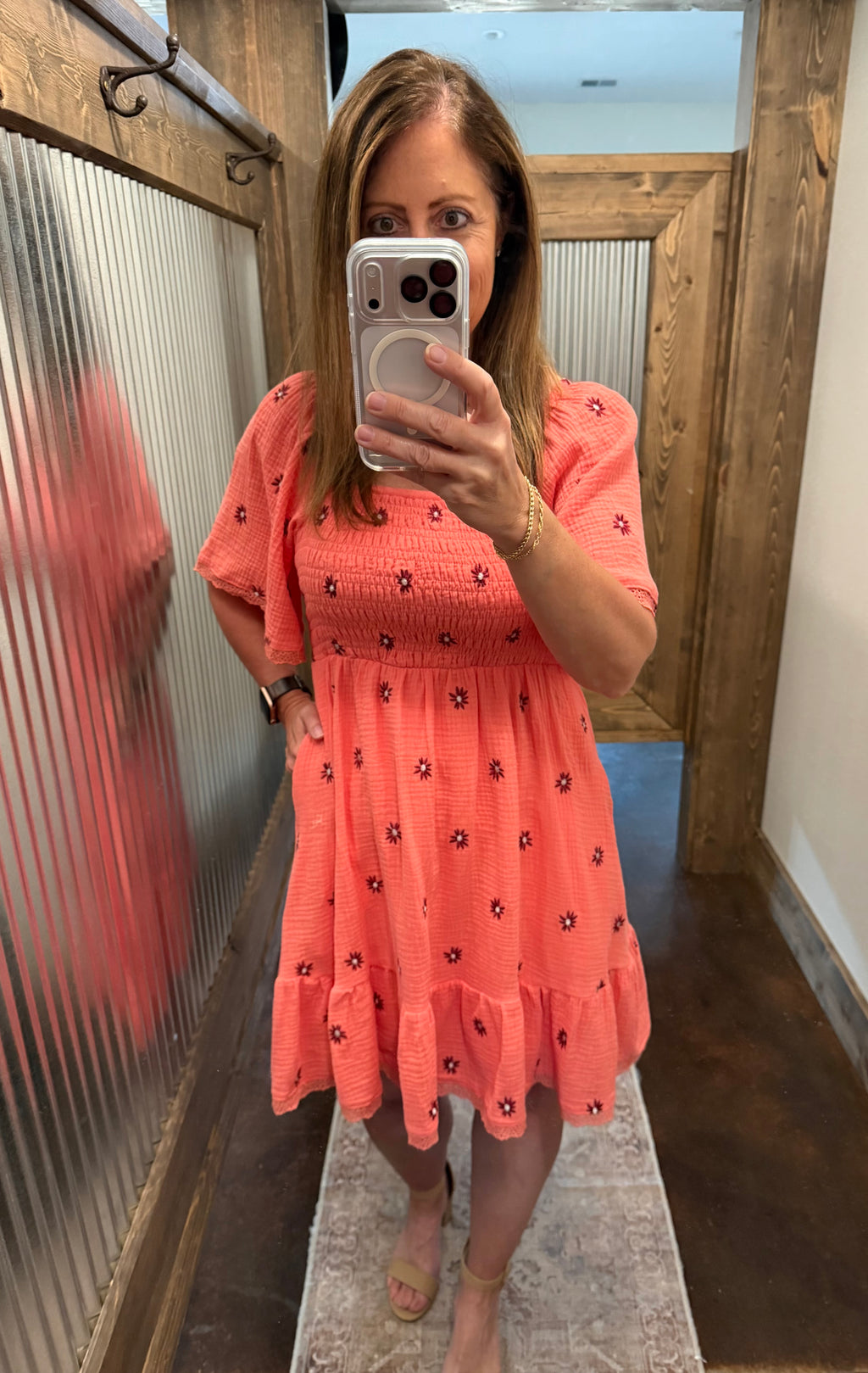 Gauze Floral Embroidered Dress