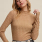 Semi Sheer Textured Lace Long-Sleeve Layering Top