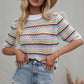 Crochet Short Sleeve Pullover Sweater