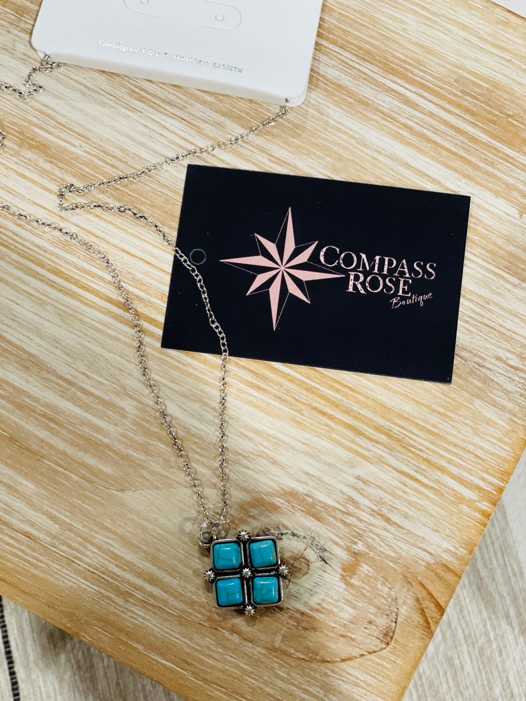 Square Pendant Stone Necklace