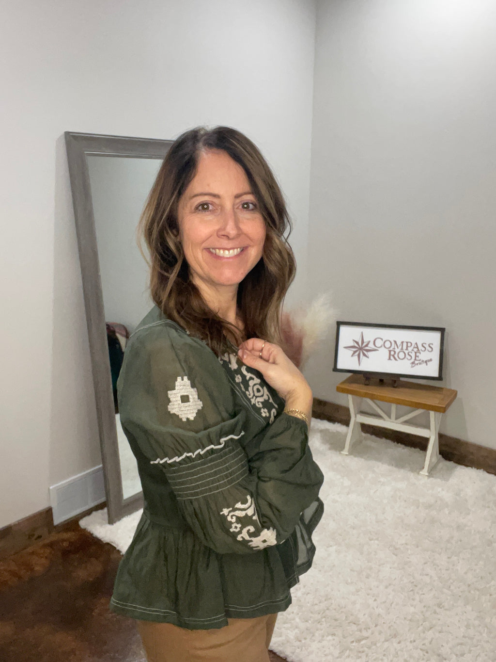 Embroidered Peplum Blouse