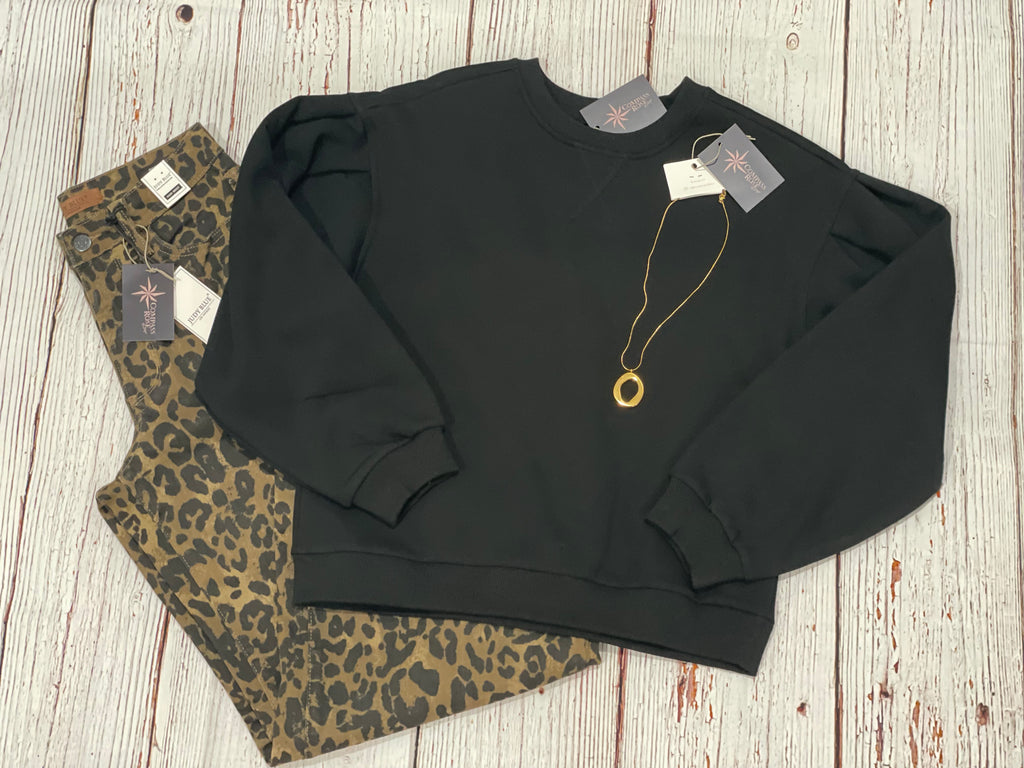 Pleated Sleeve Sweatshirt