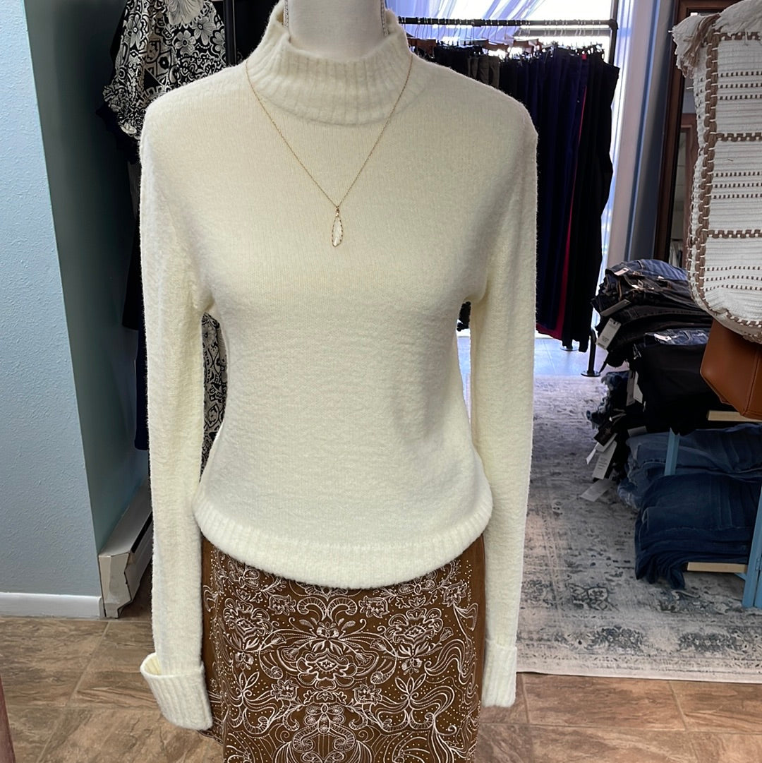 Mock Neck Cream Sweater