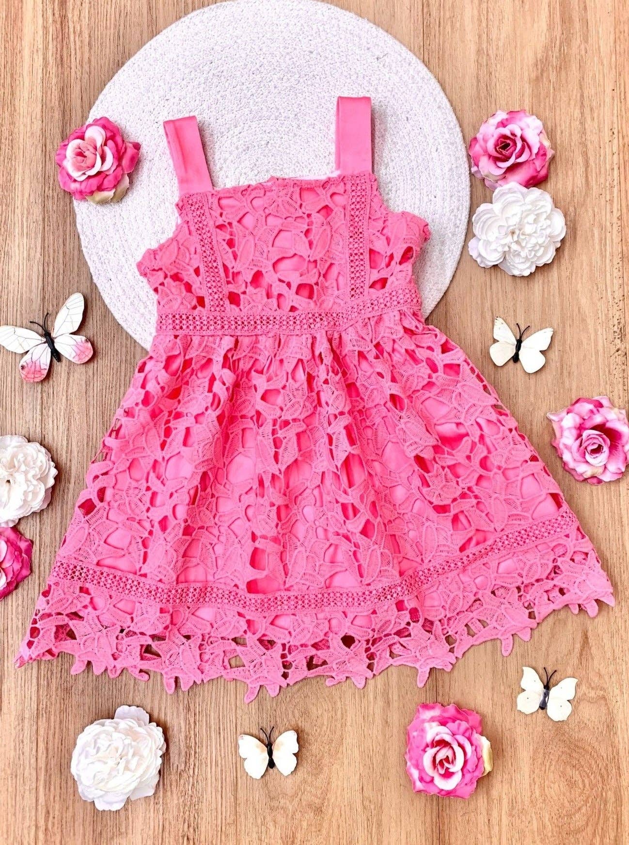 Pink Dress w/ Crochet Overlay