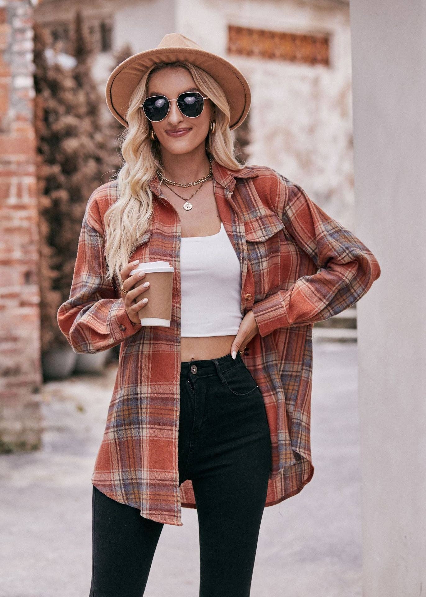 Oversized Loose Plaid Shirt