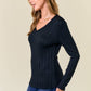 Knit Lace Trimmed V-Neck Long Sleeve Tee