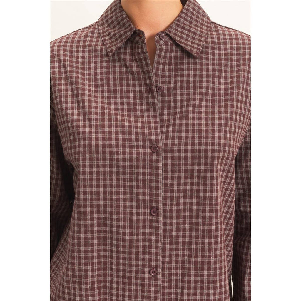 Plaid Button-Up Shirt