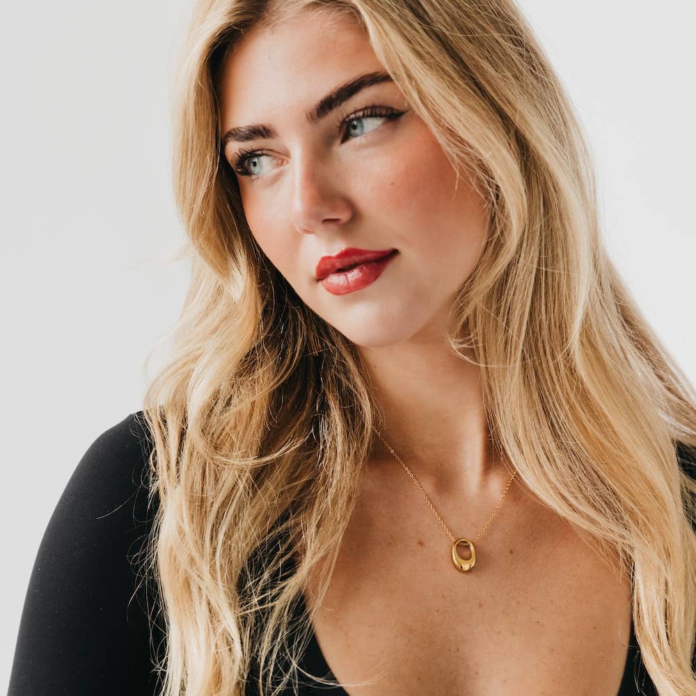 Mini Open Oval Pendant Necklace - WATERPROOF