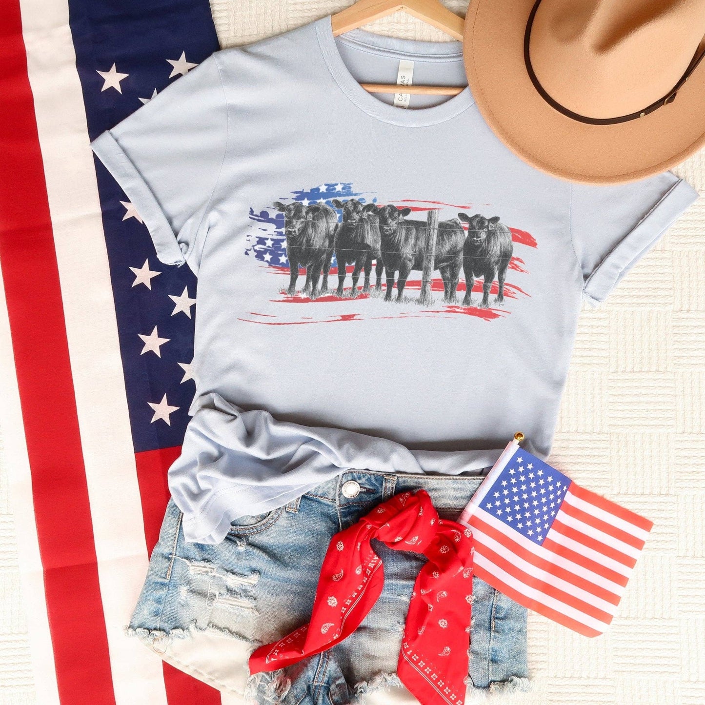 Patriotic Heifer Flag T-Shirt