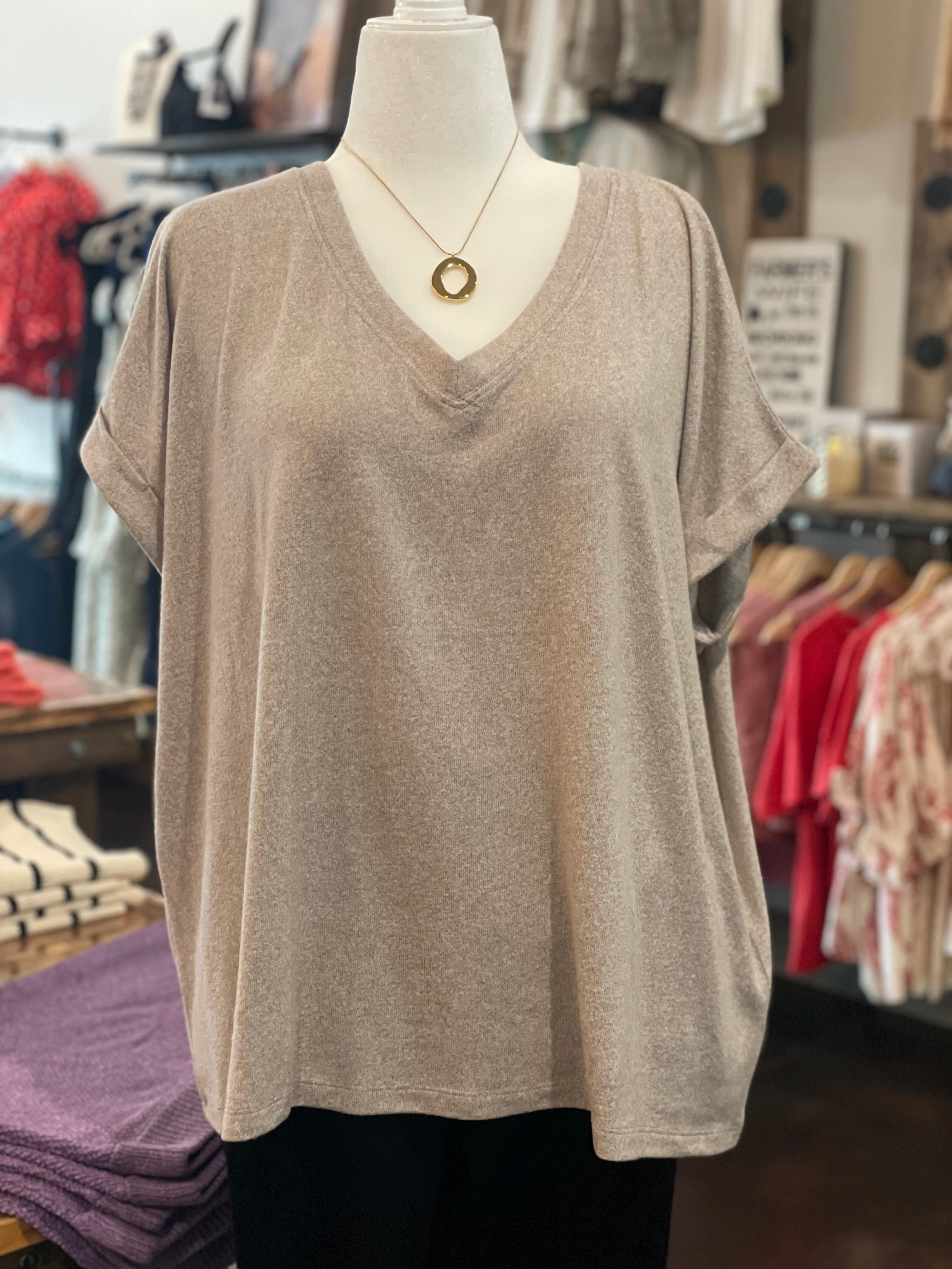 Soft Melange Hacci V-Neck Tee