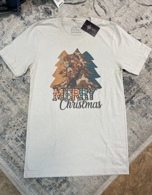 Merry Christmas Cowgirl Tree Graphic Tee