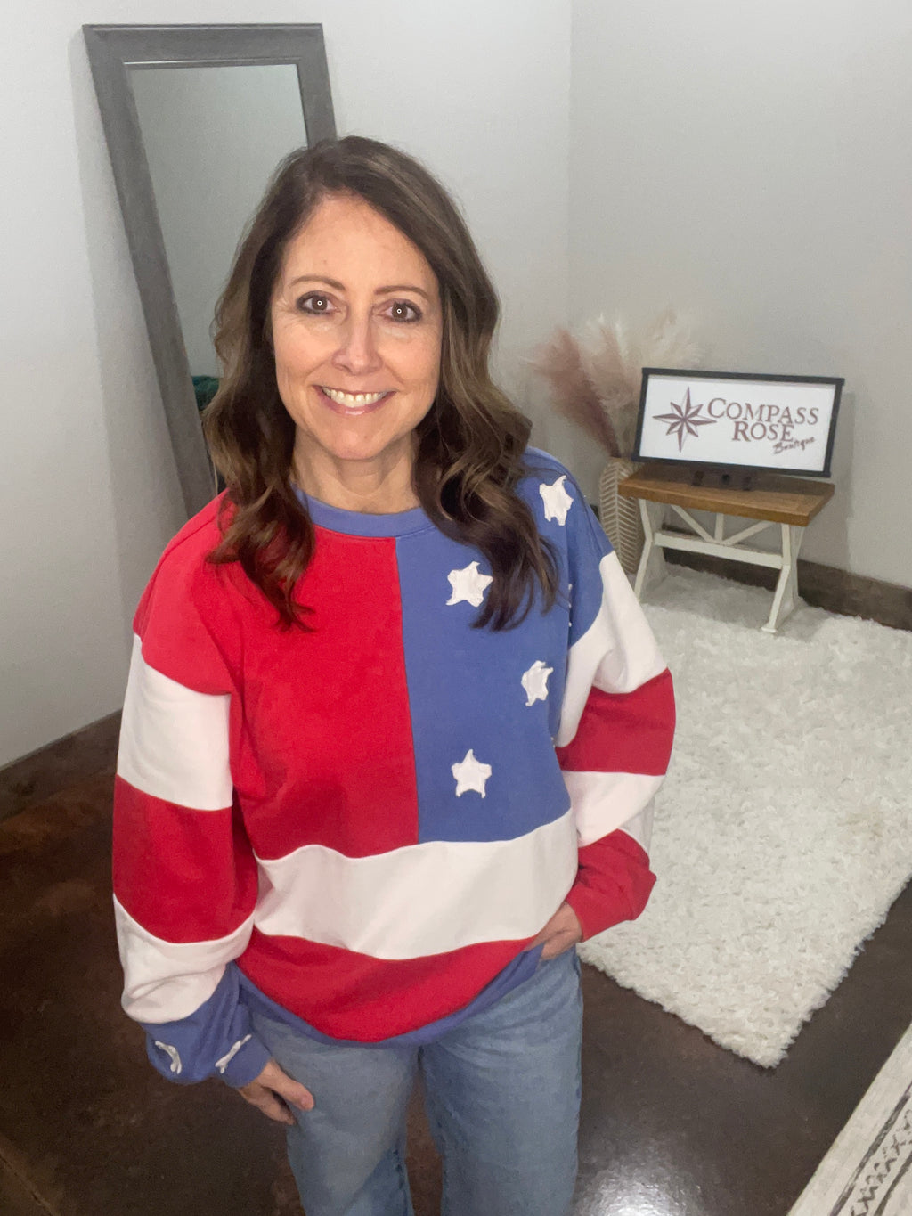 Mineral Washed Americana Flag Sweatshirt