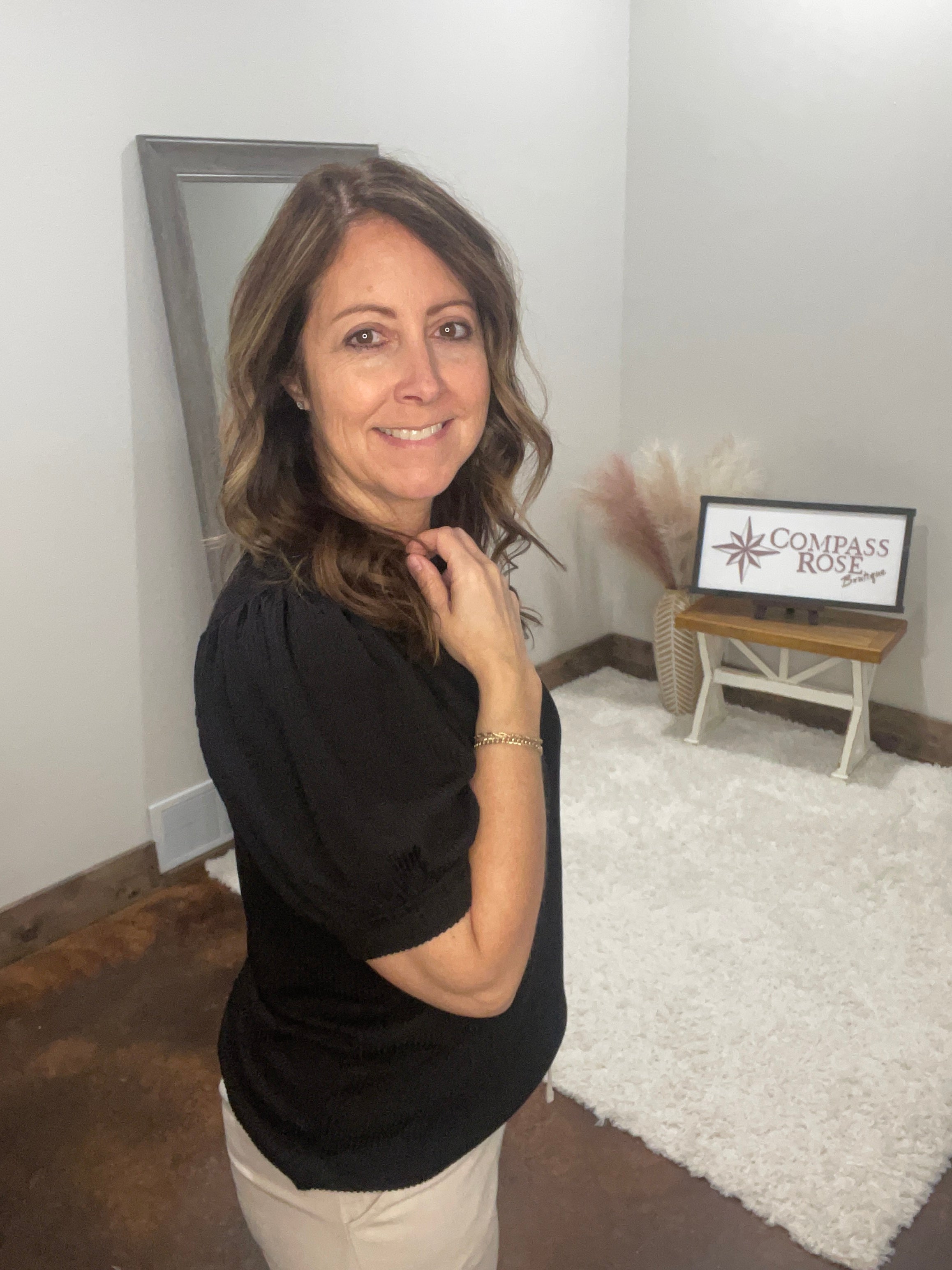 Raised Rib Puff Sleeve Top