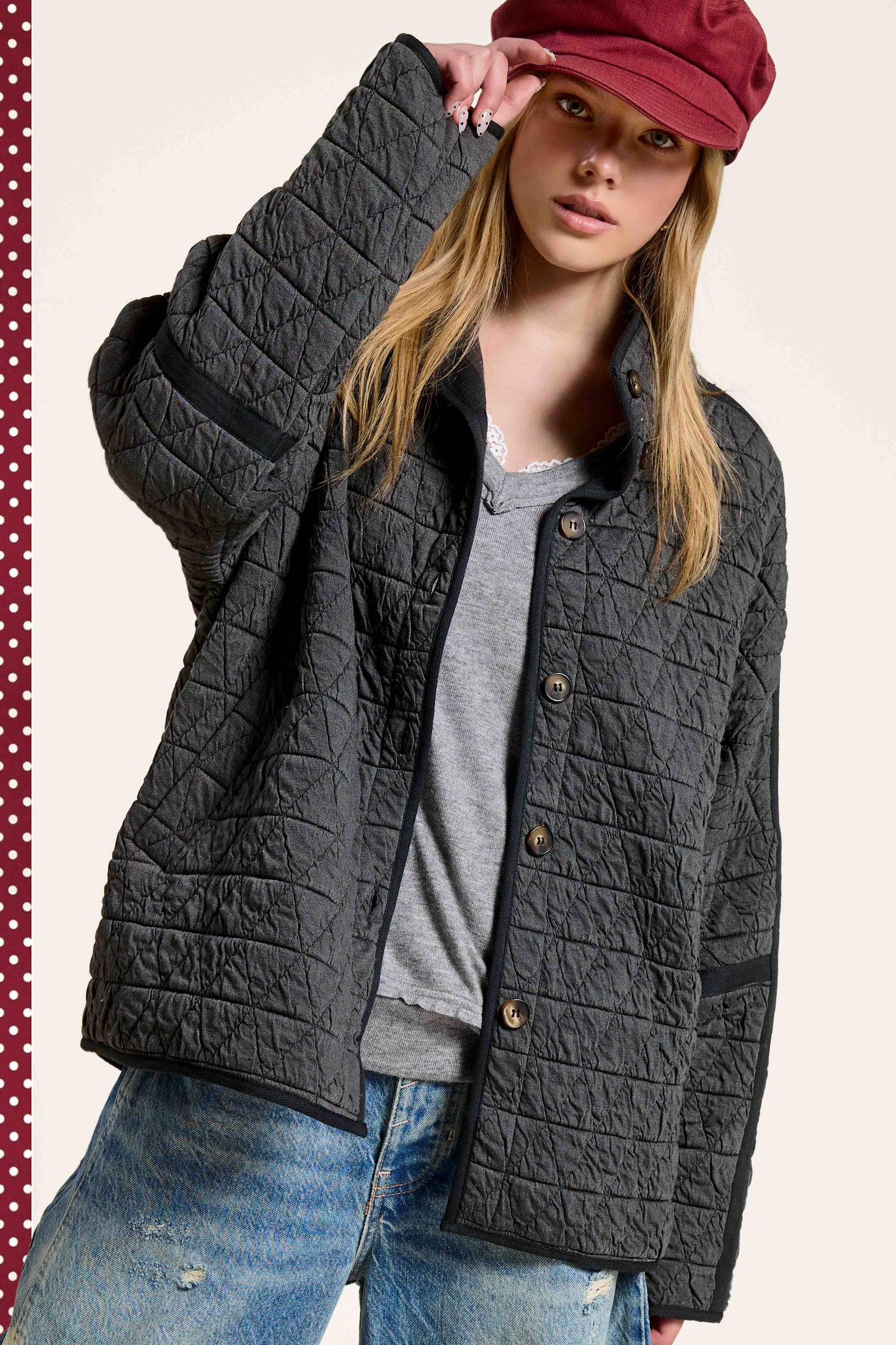 Oversized Soft Quilted Button Down Jacket
