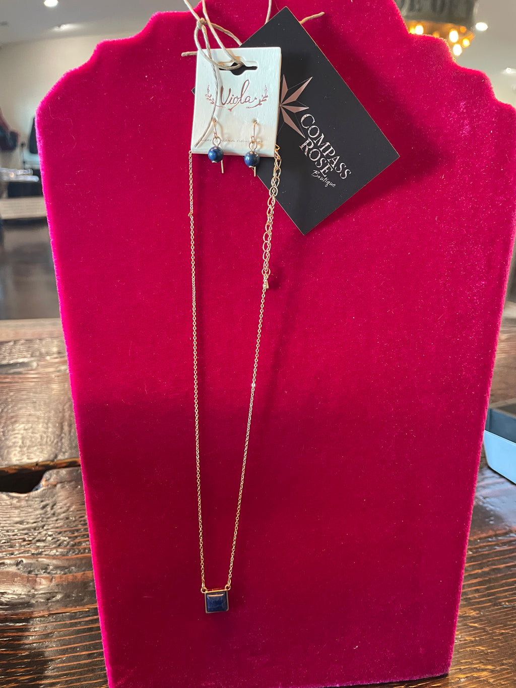 Navy Blue Necklace/Earring Set