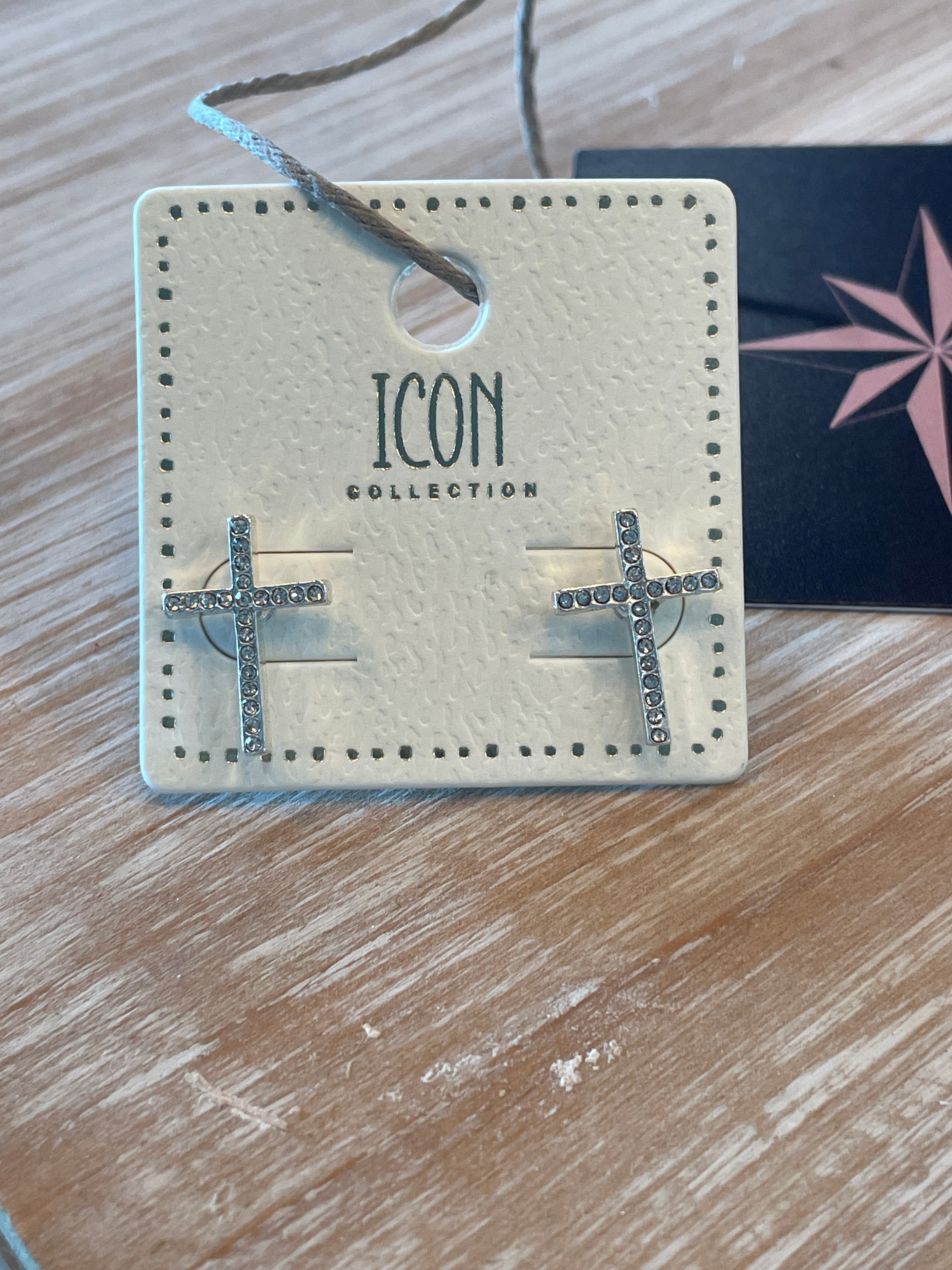 Silver Cross CZ Earrings