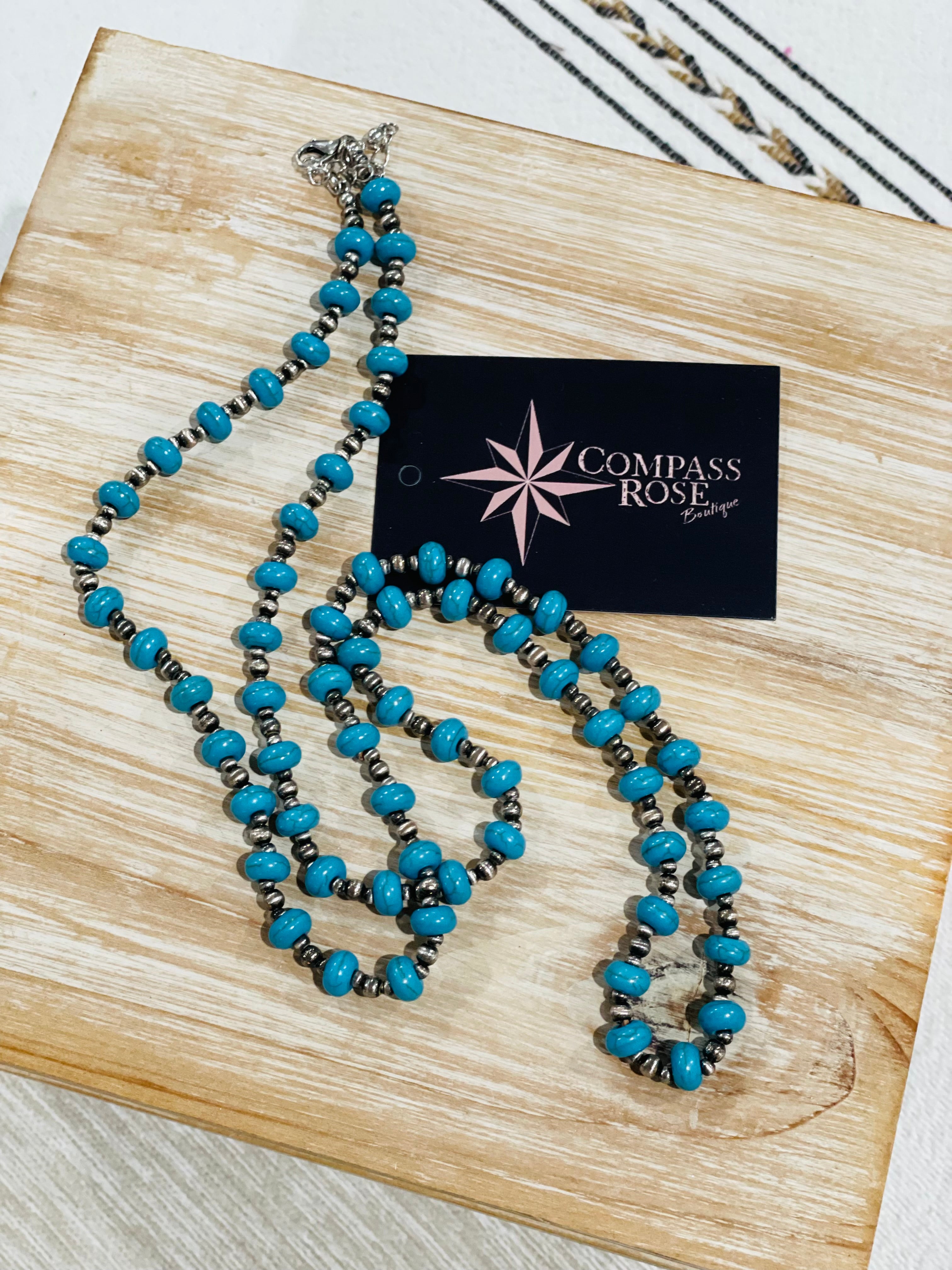 Navajo Pearl and Turquoise Bead Necklace