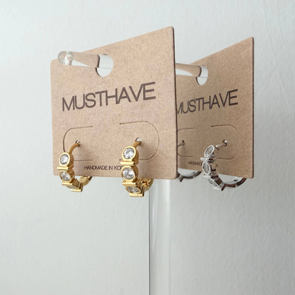 Bezel Huggie Hoop Earrings