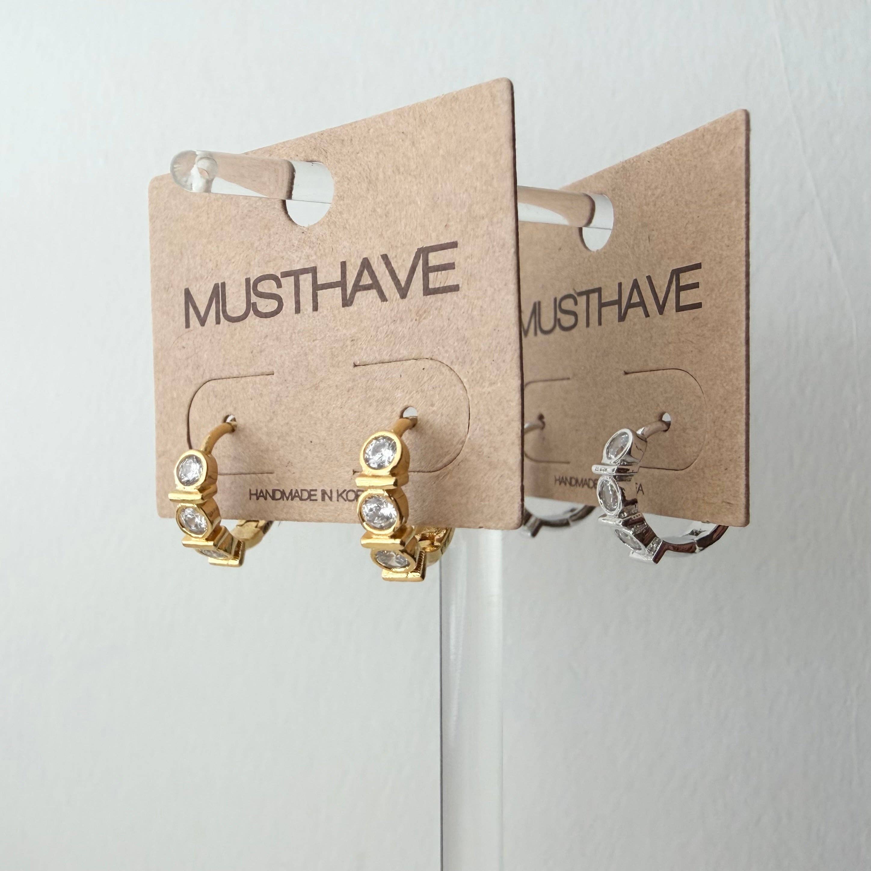 Bezel Huggie Hoop Earrings