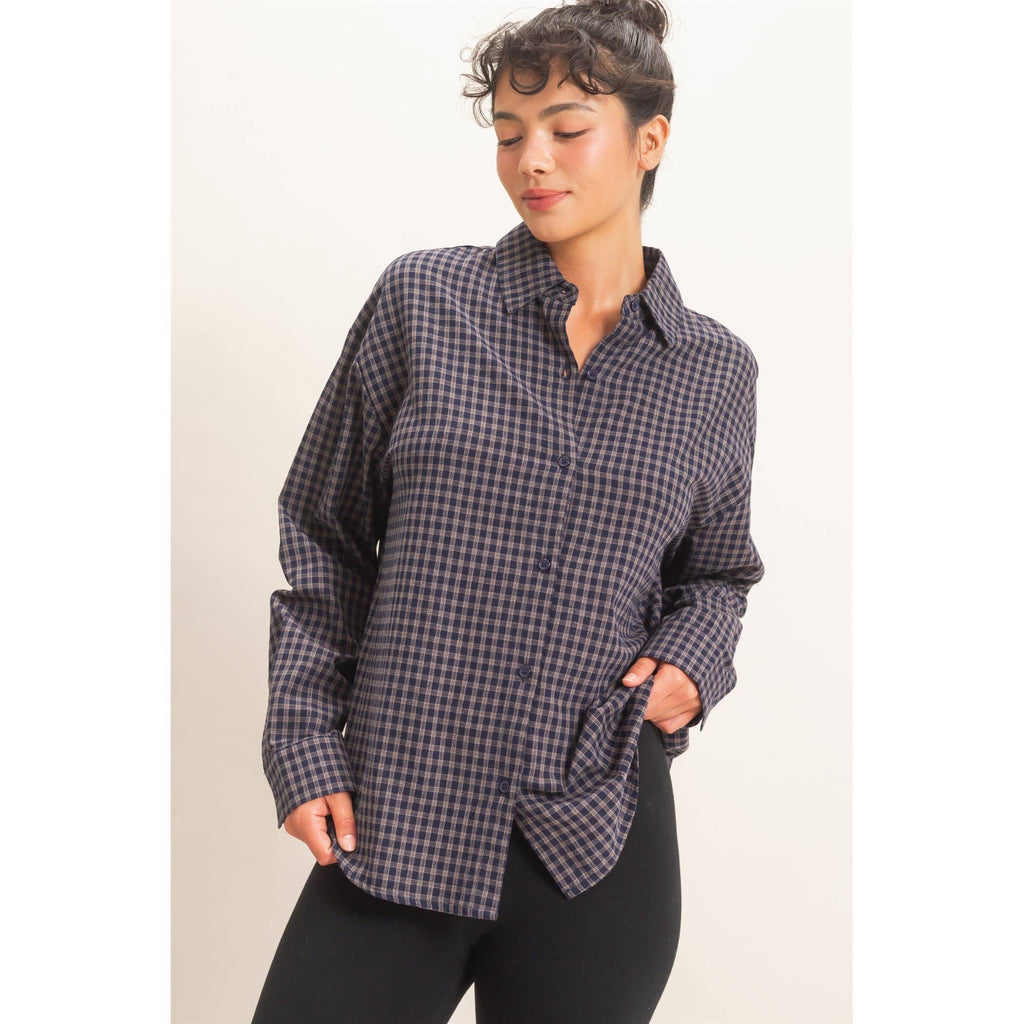 Plaid Button-Up Shirt