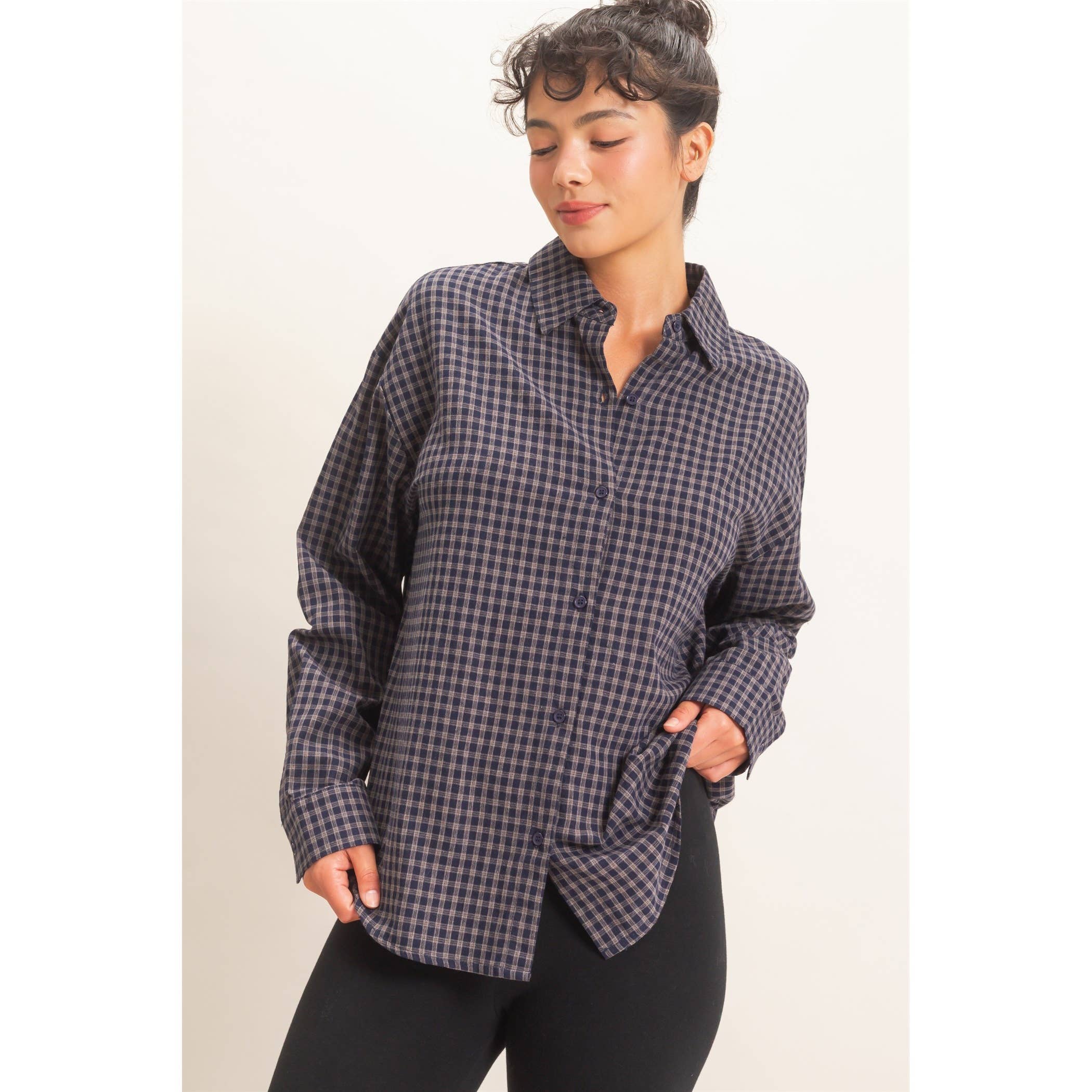 Plaid Button-Up Shirt