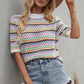 Crochet Short Sleeve Pullover Sweater