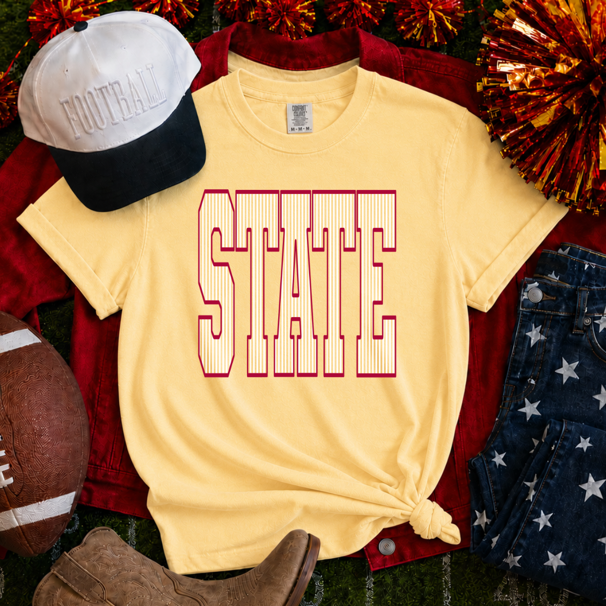 Red/White State Tee