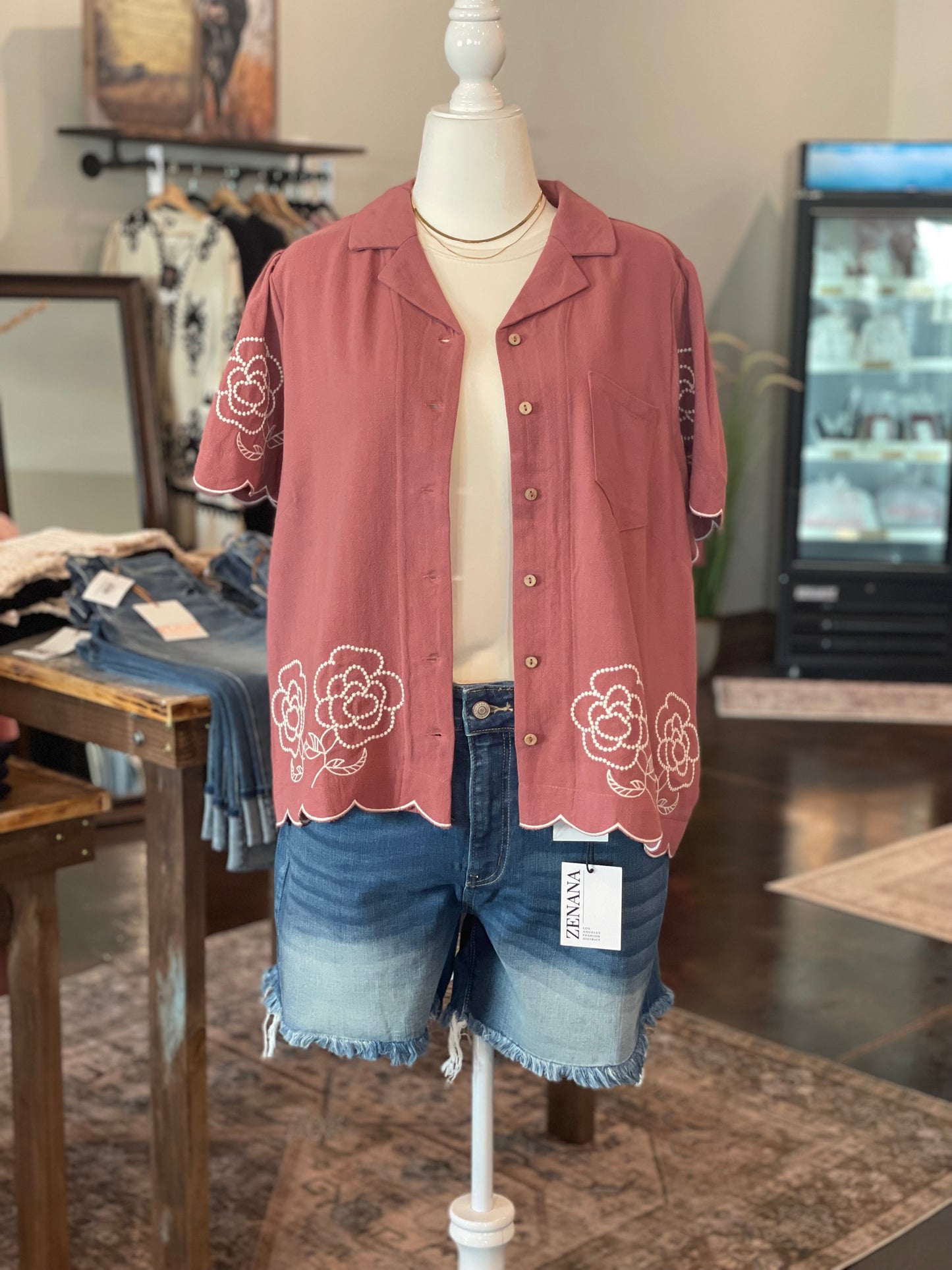 Linen Floral Top
