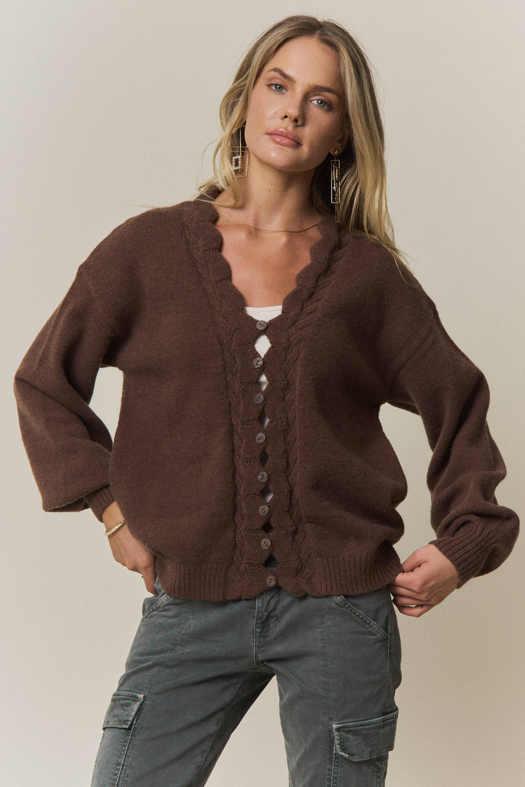 Scalloped Button Down Cardigan