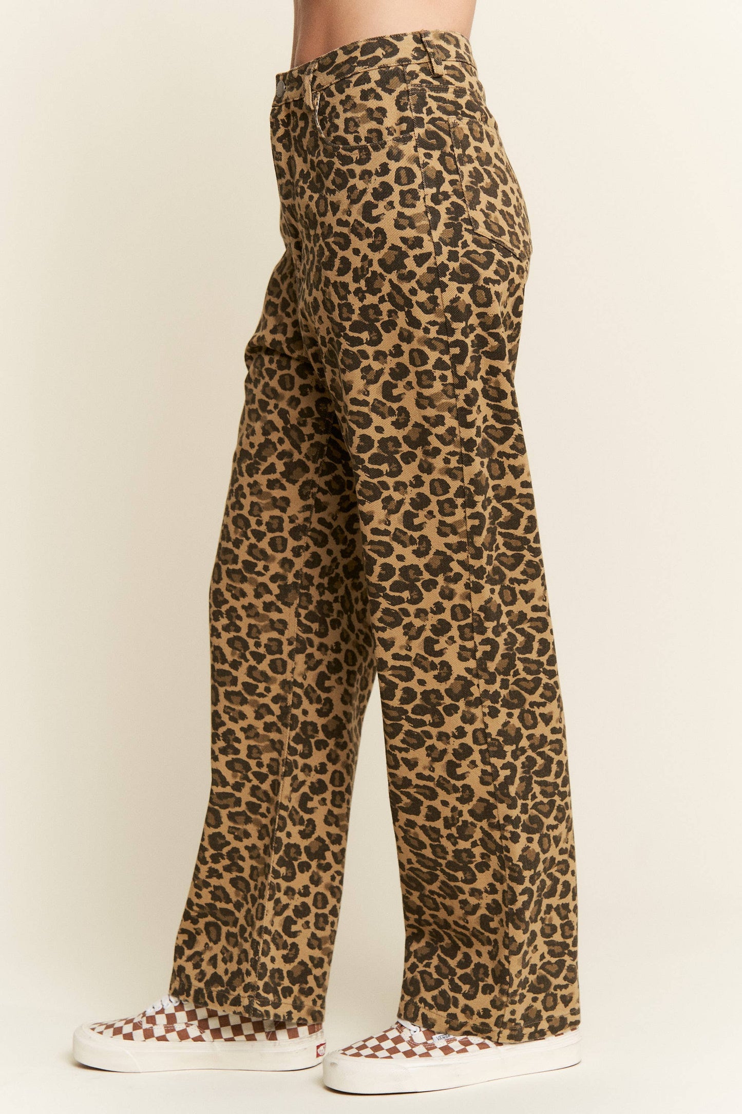 Leopard Print Denim Pants