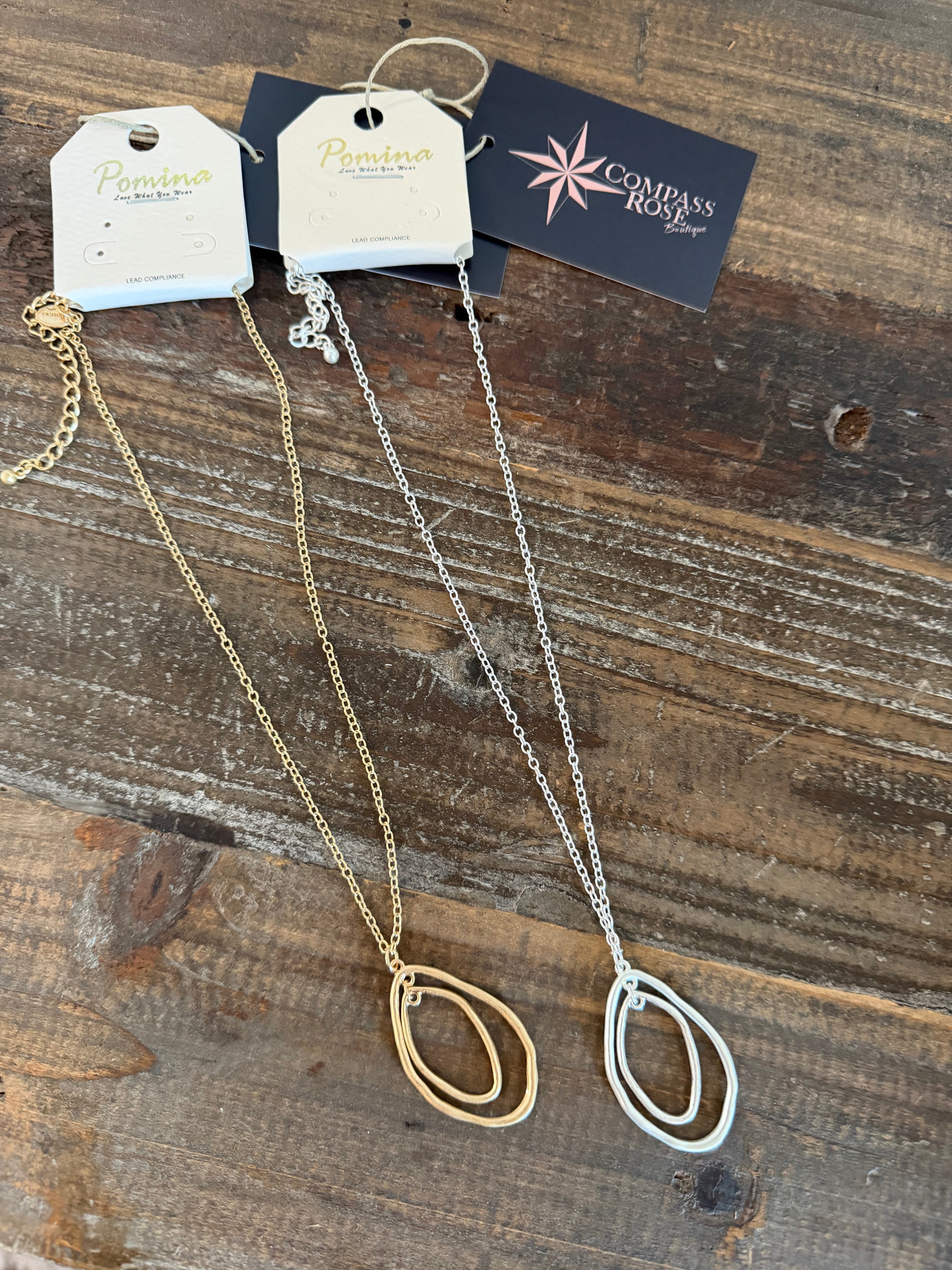 Double Oval Pendant Necklace