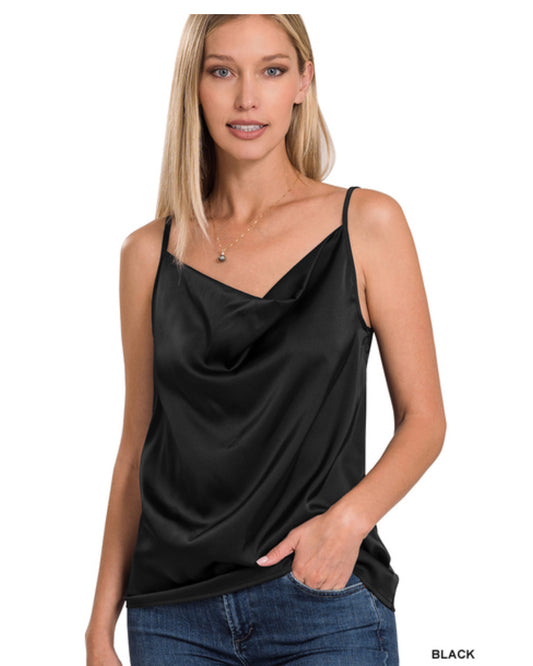 Satin Cowl Neck Cami Top