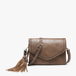 Sloane Flapover Crossbody w/ Whipstitch and Tassel