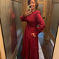 SMOCKED SWISS DOT MAXI DRESS