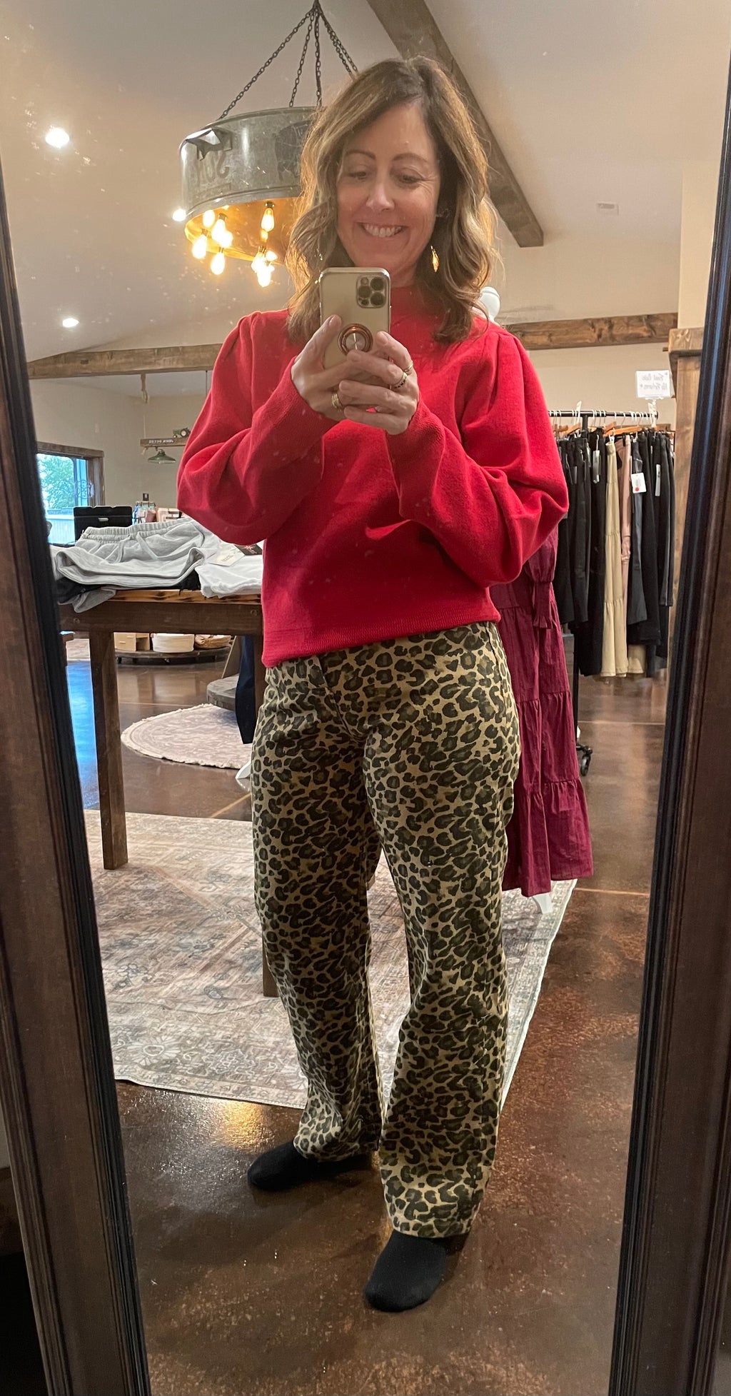 Leopard Print Denim Pants