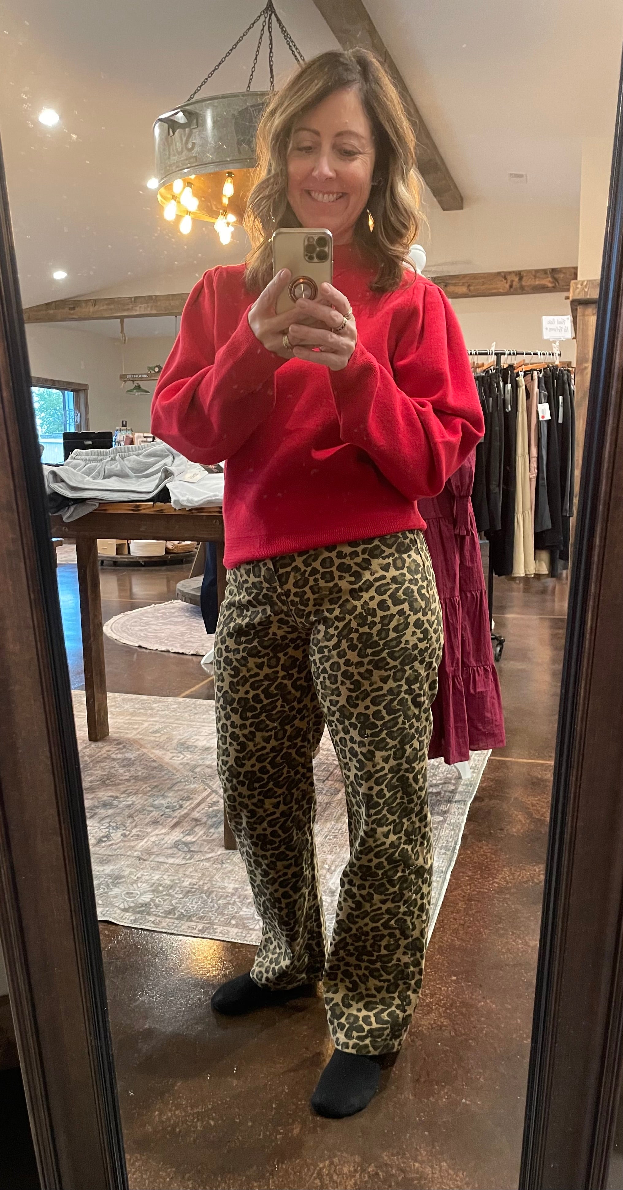 Leopard Print Denim Pants