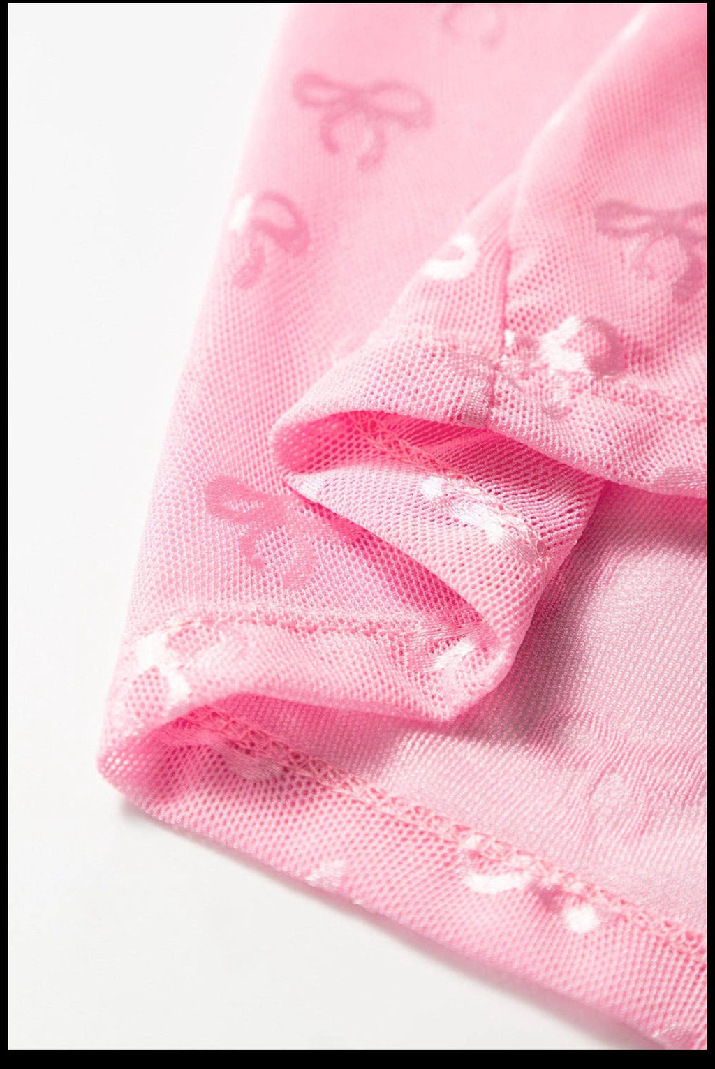 Mesh Bow Pattern Long Sleeve Top