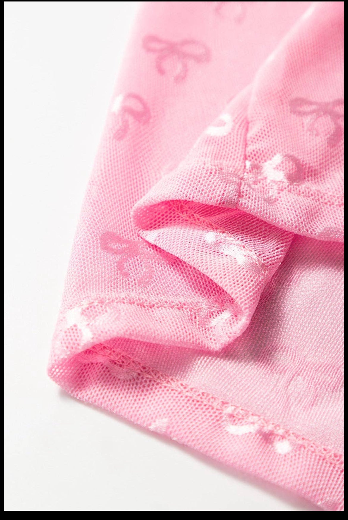 Mesh Bow Pattern Long Sleeve Top