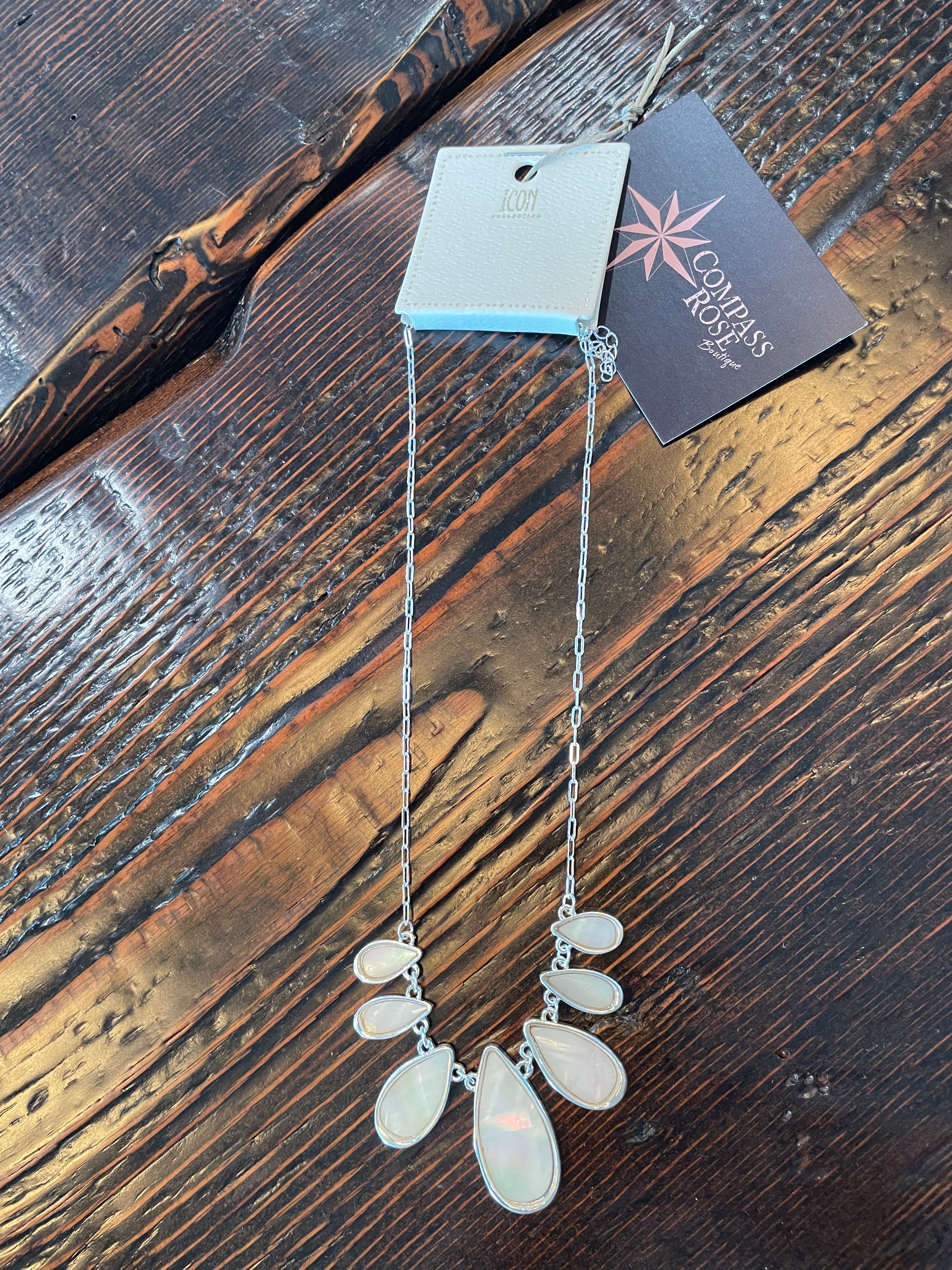 White Teardrop Necklace