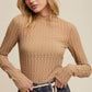 Semi Sheer Textured Lace Long-Sleeve Layering Top