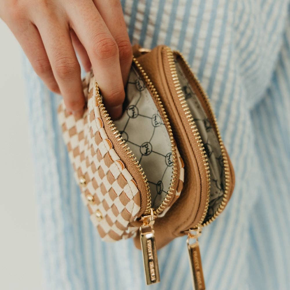 Woven Cameron Double Zip Card Wallet